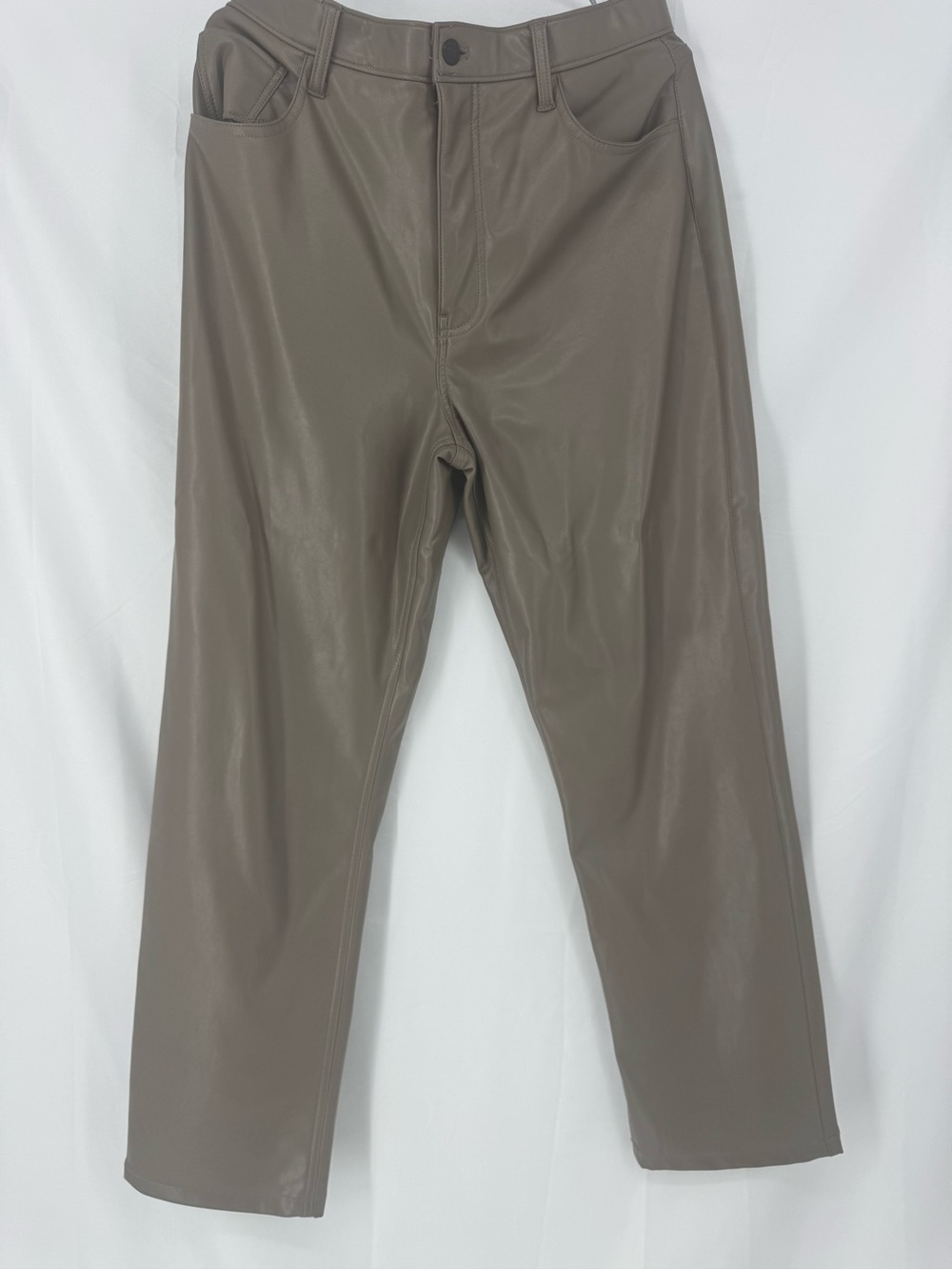 Abercrombie & Fitch Straight Leg Faux Leather Pants in Taupe EUC 0276